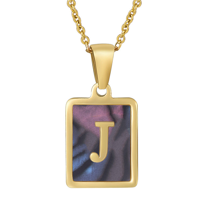 18K Plated Shell Initial Letter Necklace