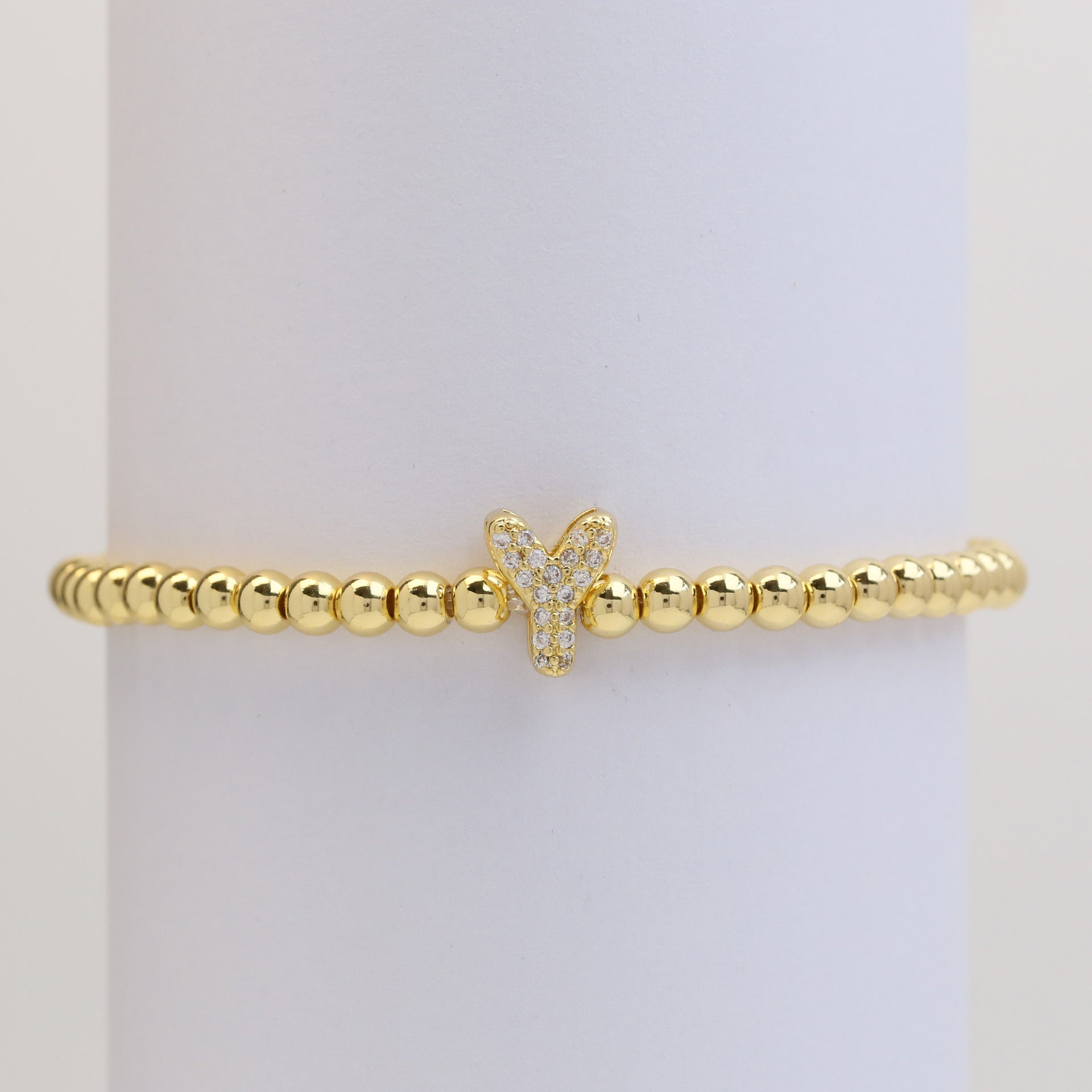 18K Plated Copper Beads Bubble Initial Letter Bracelet