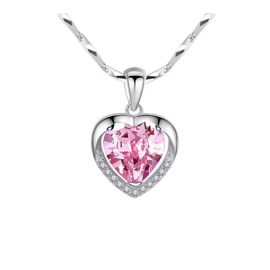 S925 Sterling Silver Zircon Eternal Heart Necklace