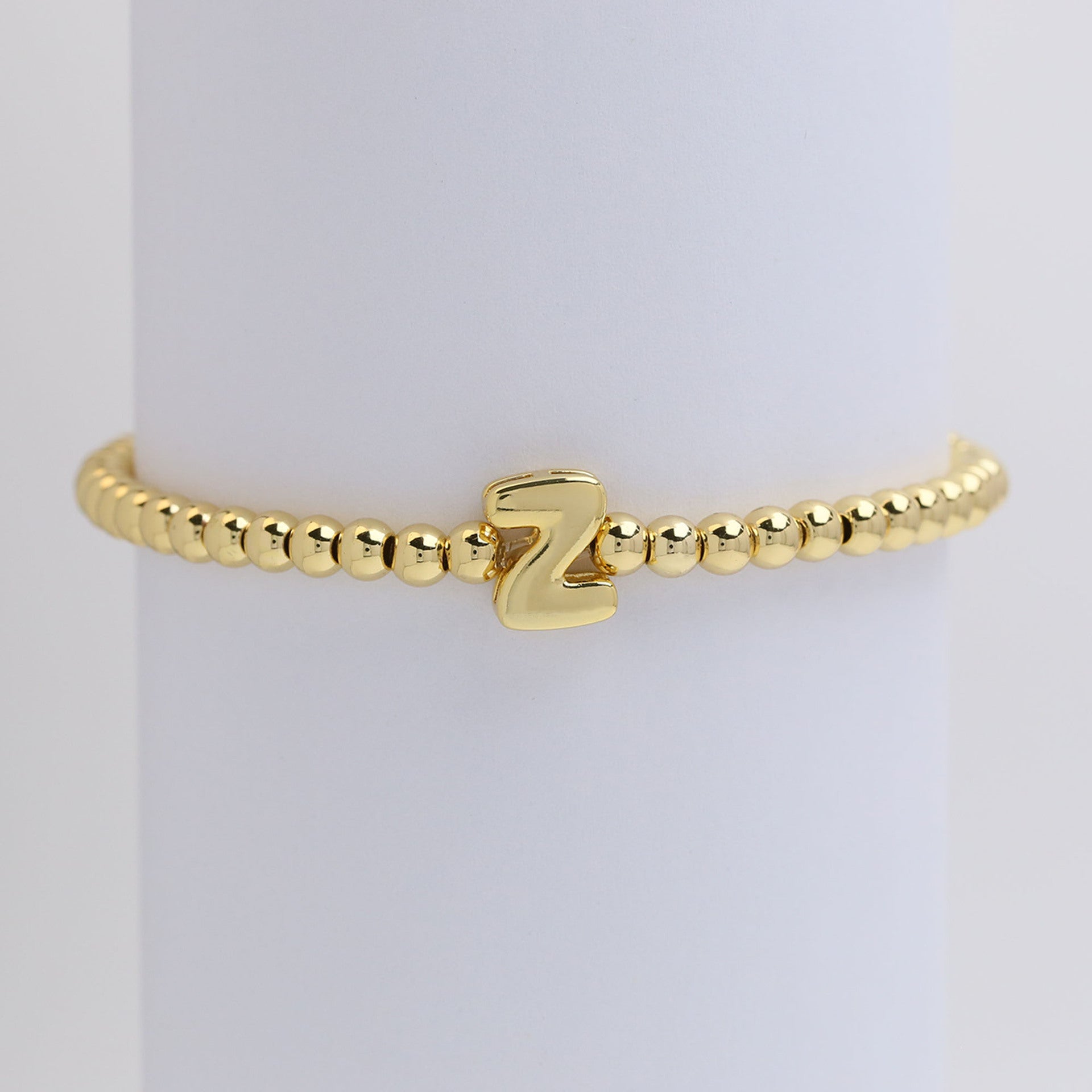 Custom 18K Plated Beads Letter Bracelet