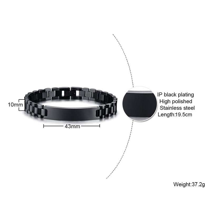 Custom Name Engraved Name Titanium Steel Bracelet for Men