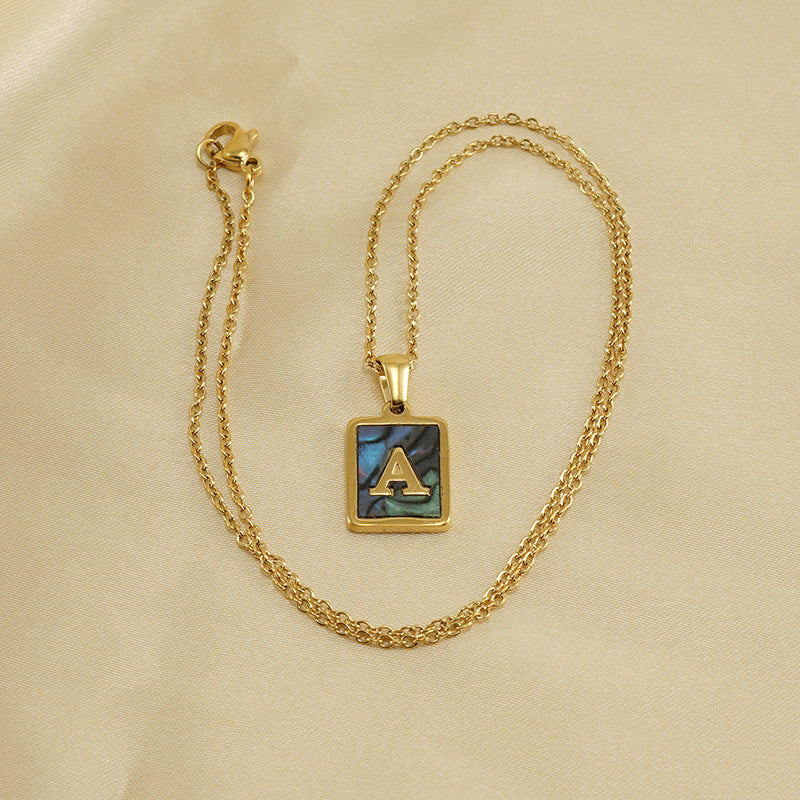 18K Plated Shell Initial Letter Necklace