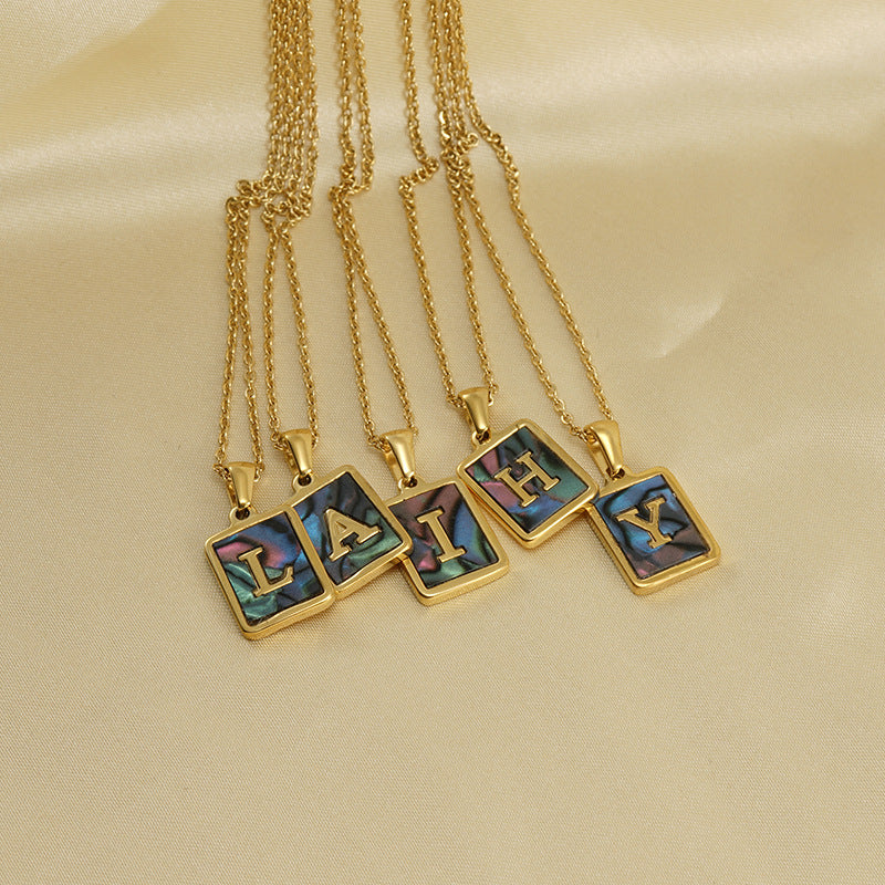 18K Plated Shell Initial Letter Necklace