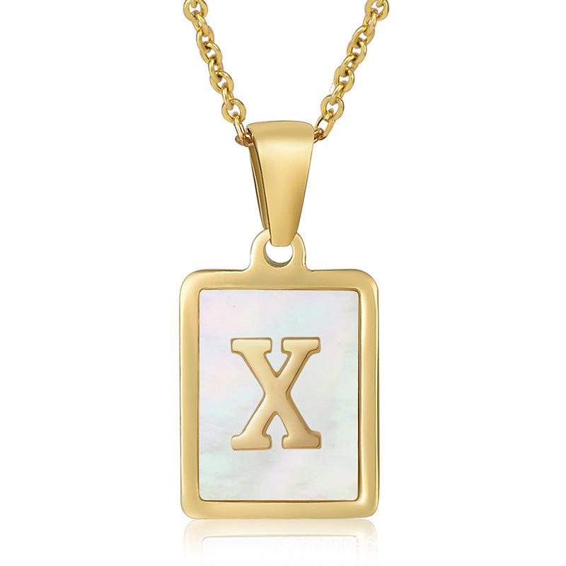 18K Plated Shell Initial Letter Necklace