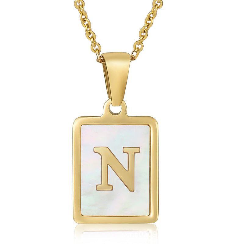 18K Plated Shell Initial Letter Necklace