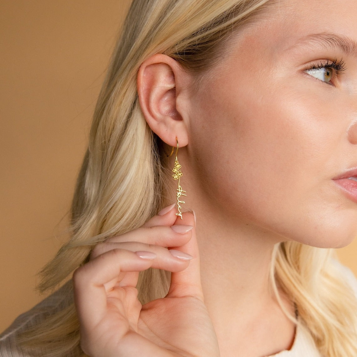 Custom Name with Birth Flower Earring