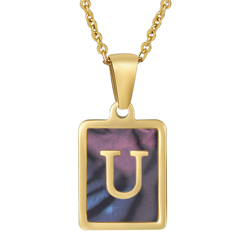 18K Plated Shell Initial Letter Necklace