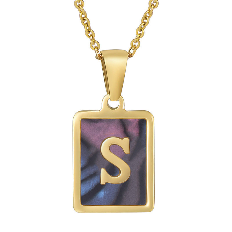 18K Plated Shell Initial Letter Necklace