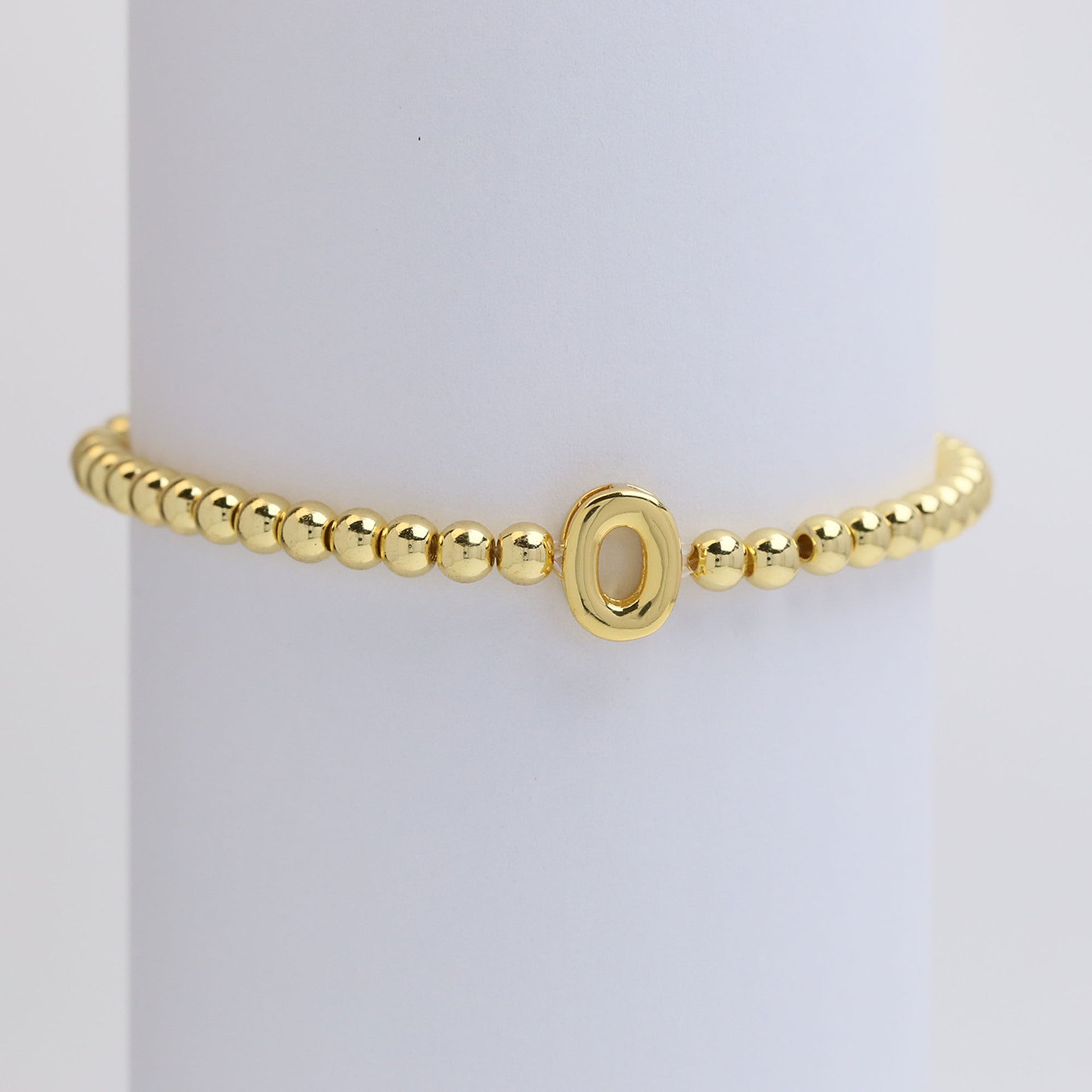 Custom 18K Plated Beads Letter Bracelet