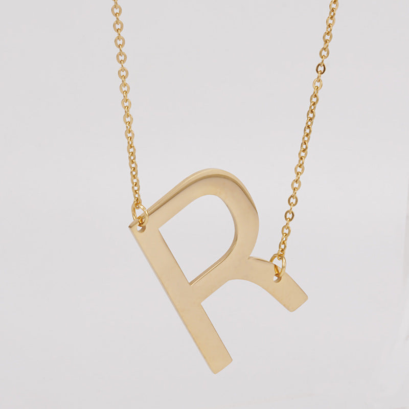 18K Plated Stainless Steel Big Initial Letter Necklace