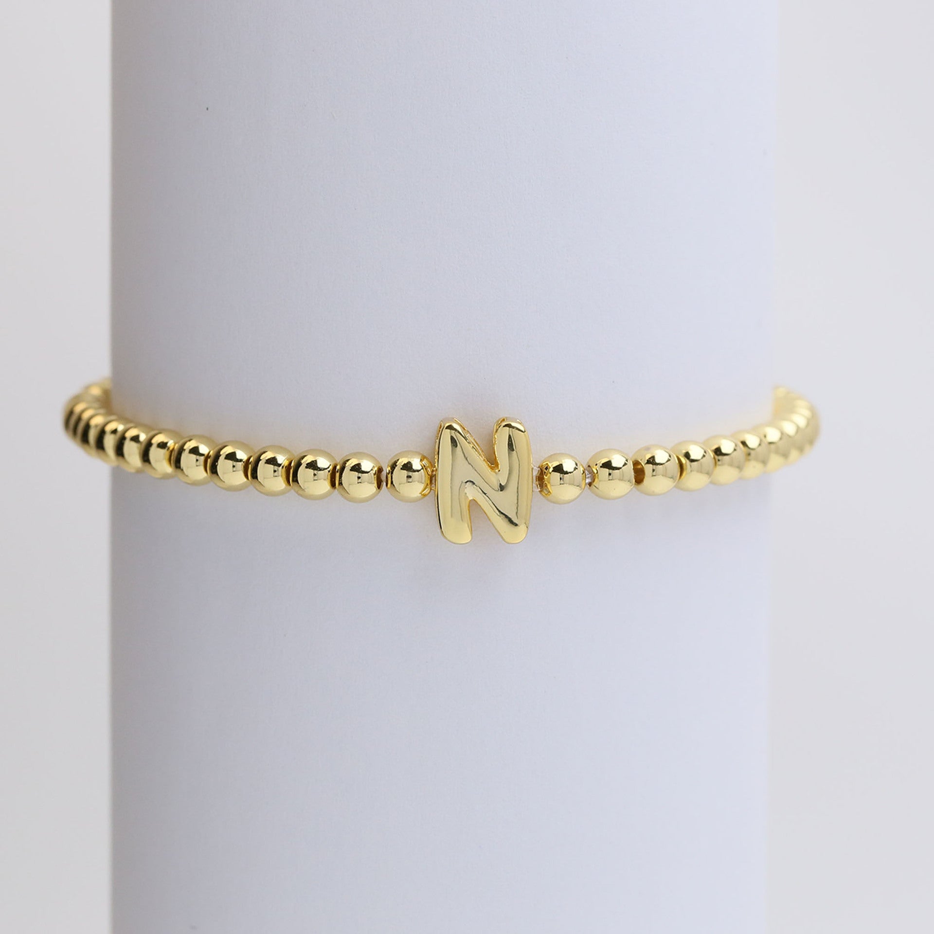 Custom 18K Plated Beads Letter Bracelet