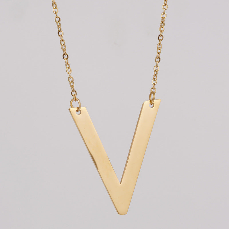 18K Plated Stainless Steel Big Initial Letter Necklace