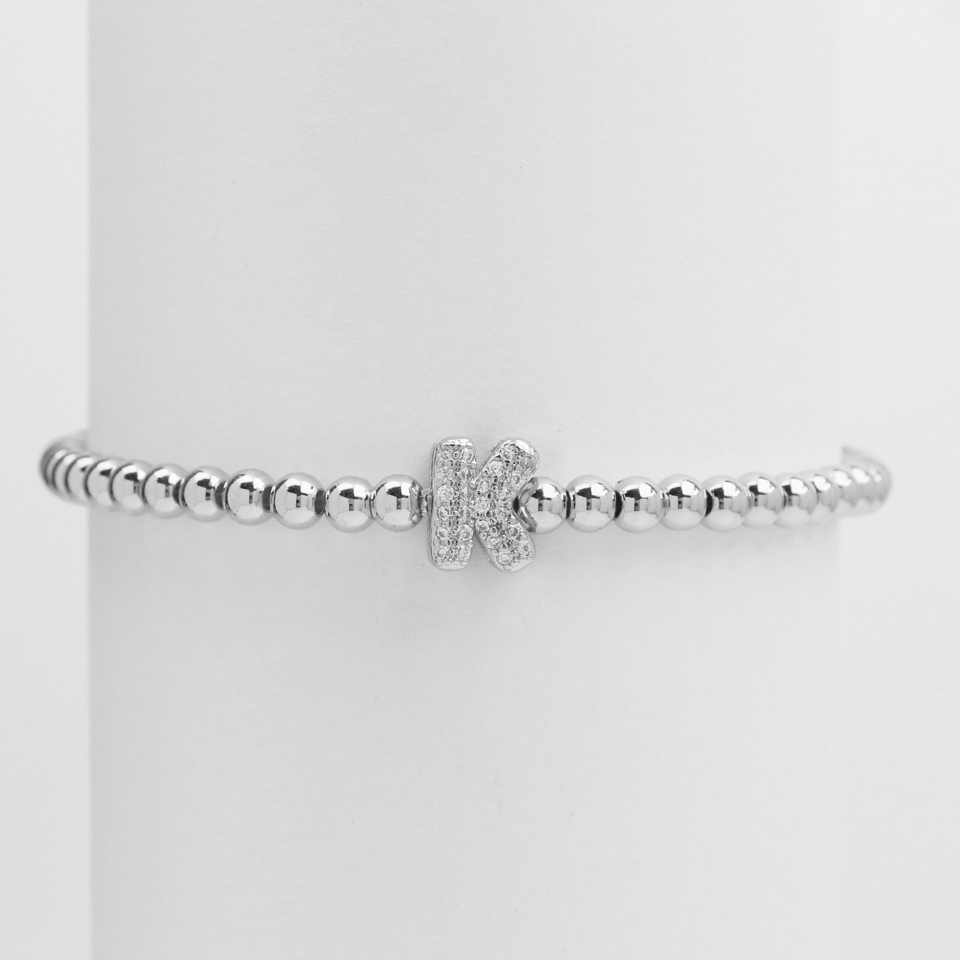 18K Plated Copper Beads Bubble Initial Letter Bracelet