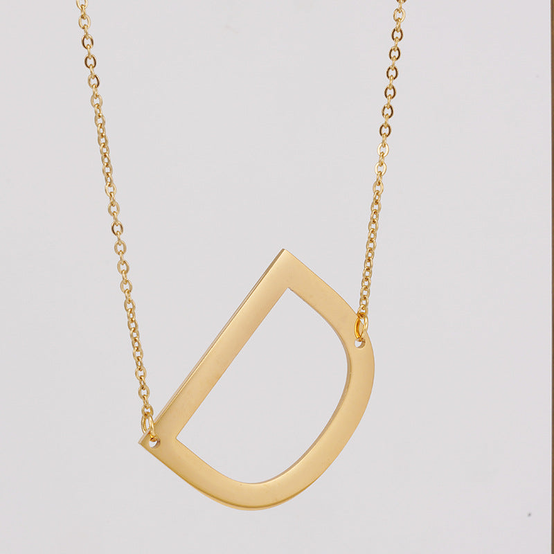 18K Plated Stainless Steel Big Initial Letter Necklace