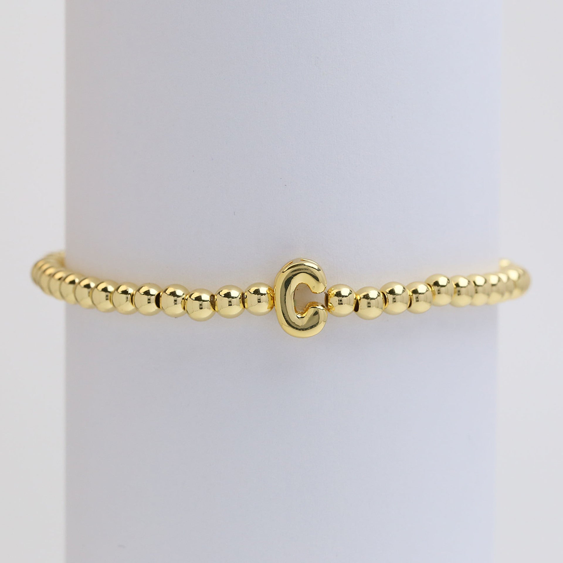 Custom 18K Plated Beads Letter Bracelet