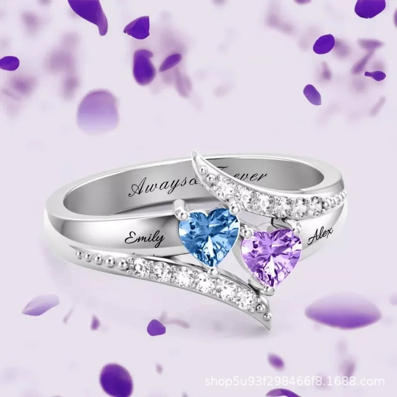 Custom Name Birthstone Rings