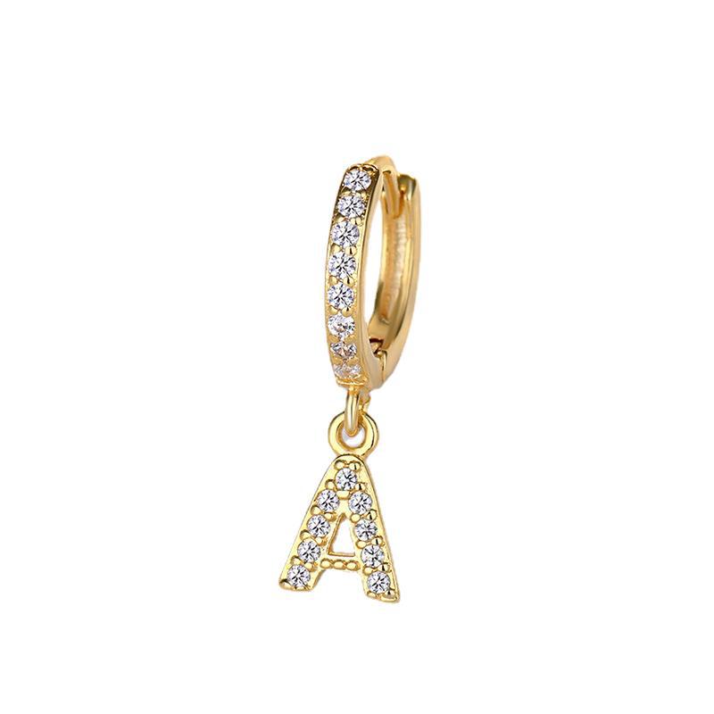 Letter Earring with Micro Crystal