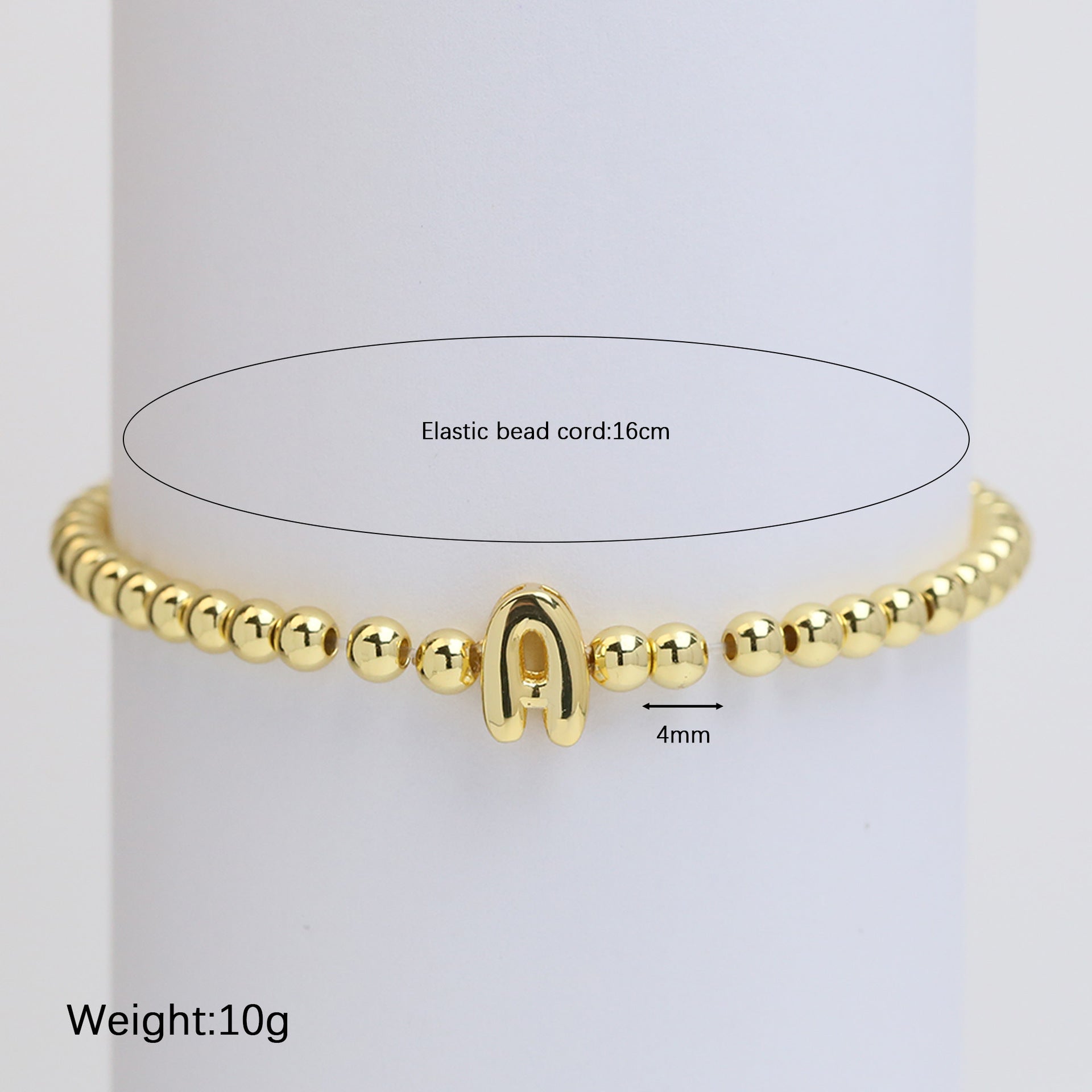 Custom 18K Plated Beads Letter Bracelet