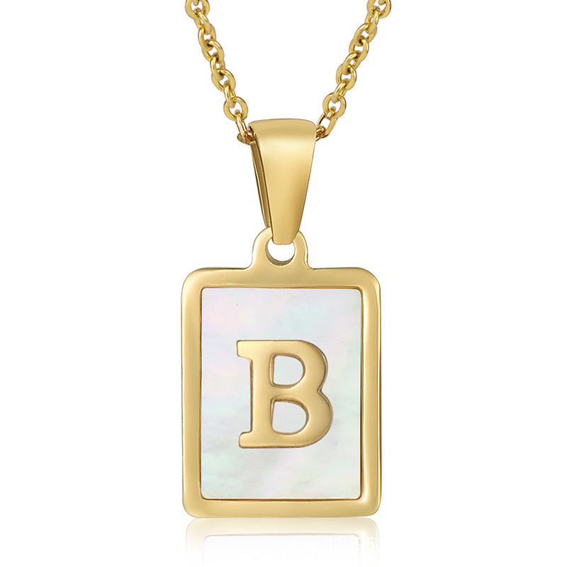 18K Plated Shell Initial Letter Necklace