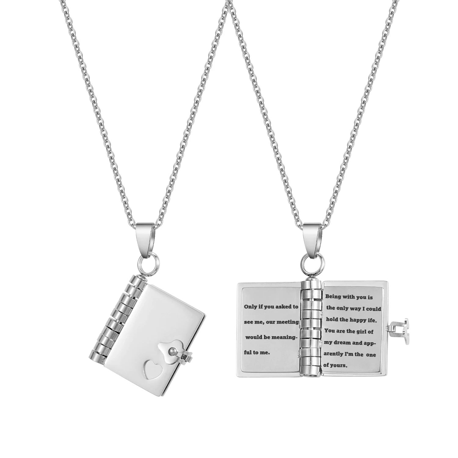 18K Plated Personalized Message Book Pendant Necklace