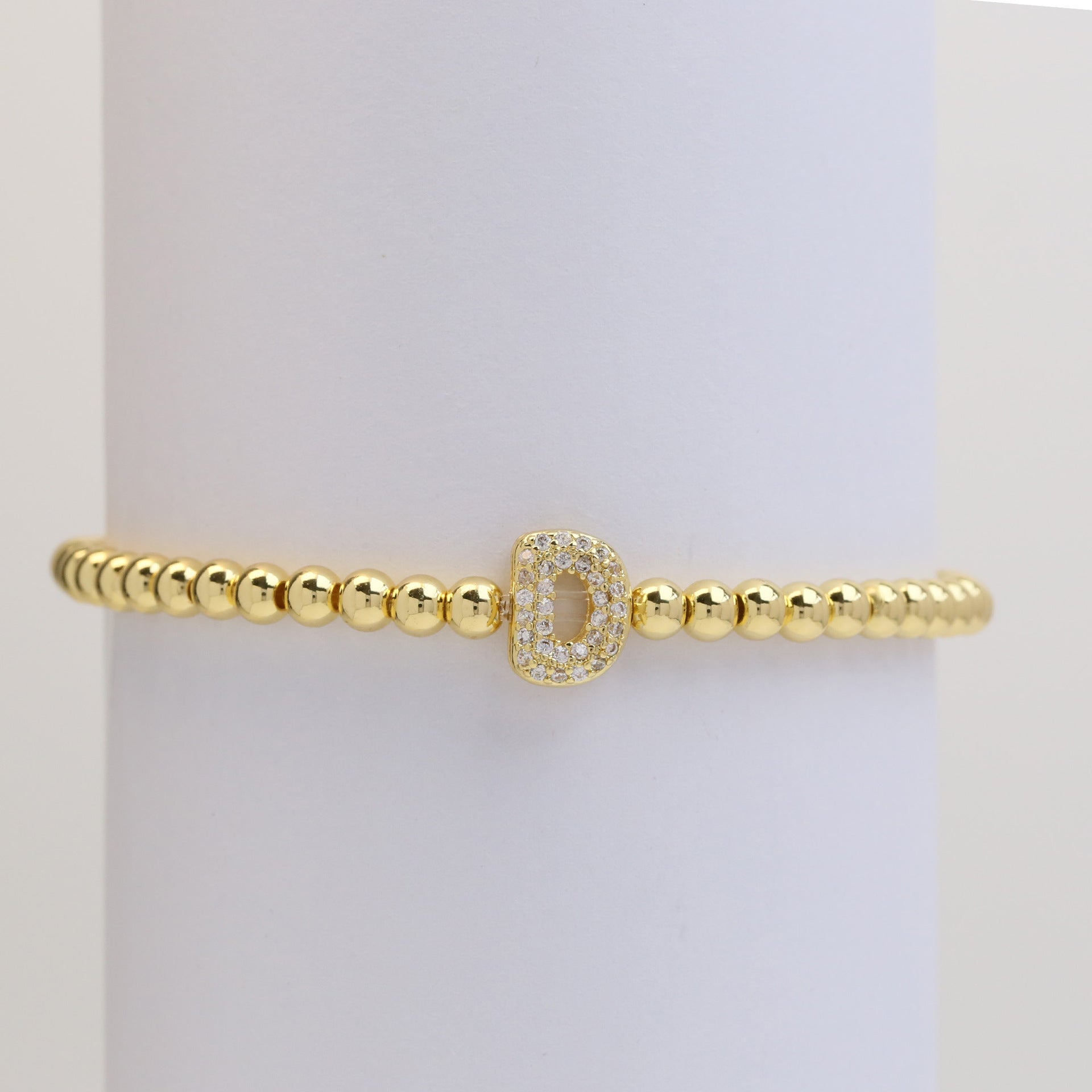 18K Plated Copper Beads Bubble Initial Letter Bracelet