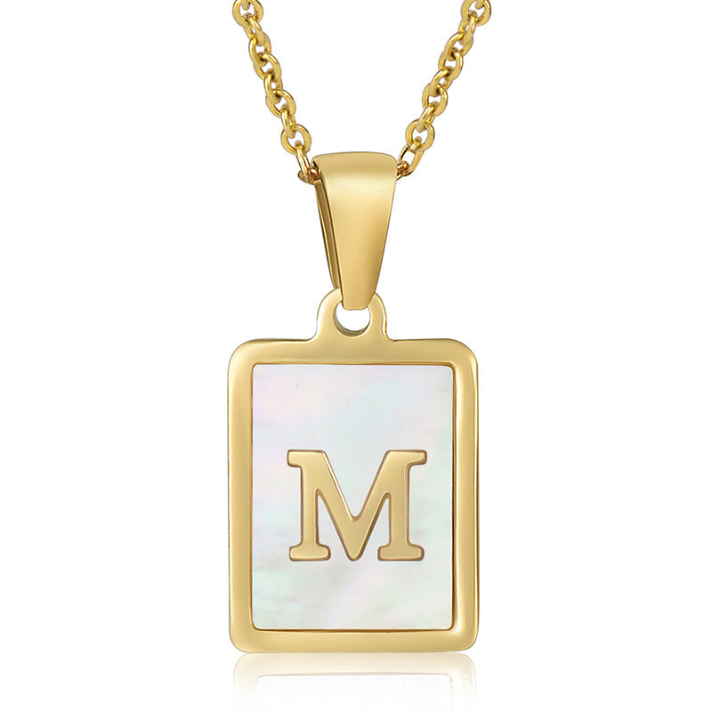 18K Plated Shell Initial Letter Necklace