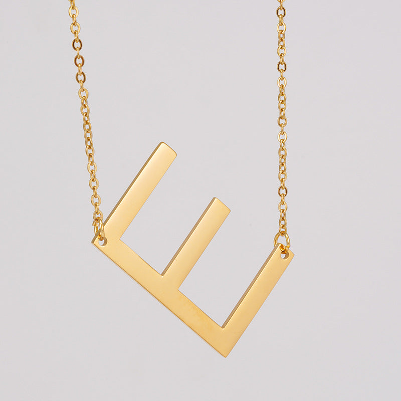 18K Plated Stainless Steel Big Initial Letter Necklace