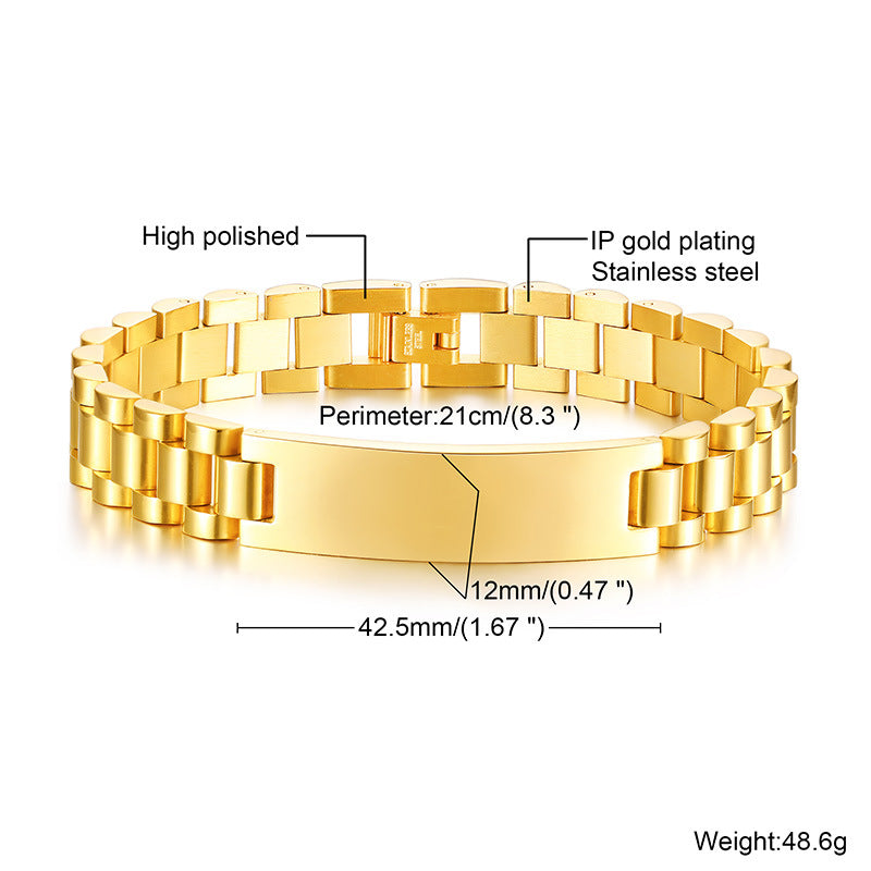 Custom Name Engraved Name Titanium Steel Bracelet for Men