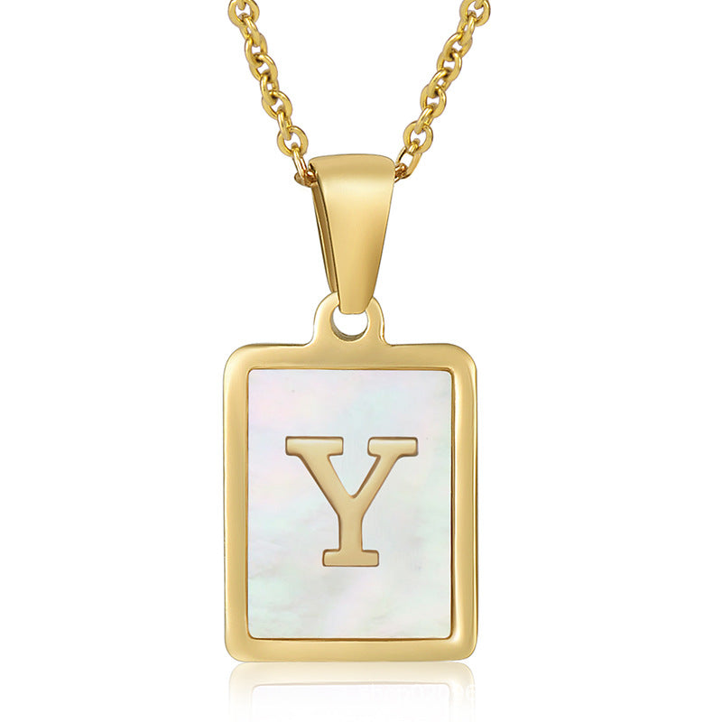 18K Plated Shell Initial Letter Necklace
