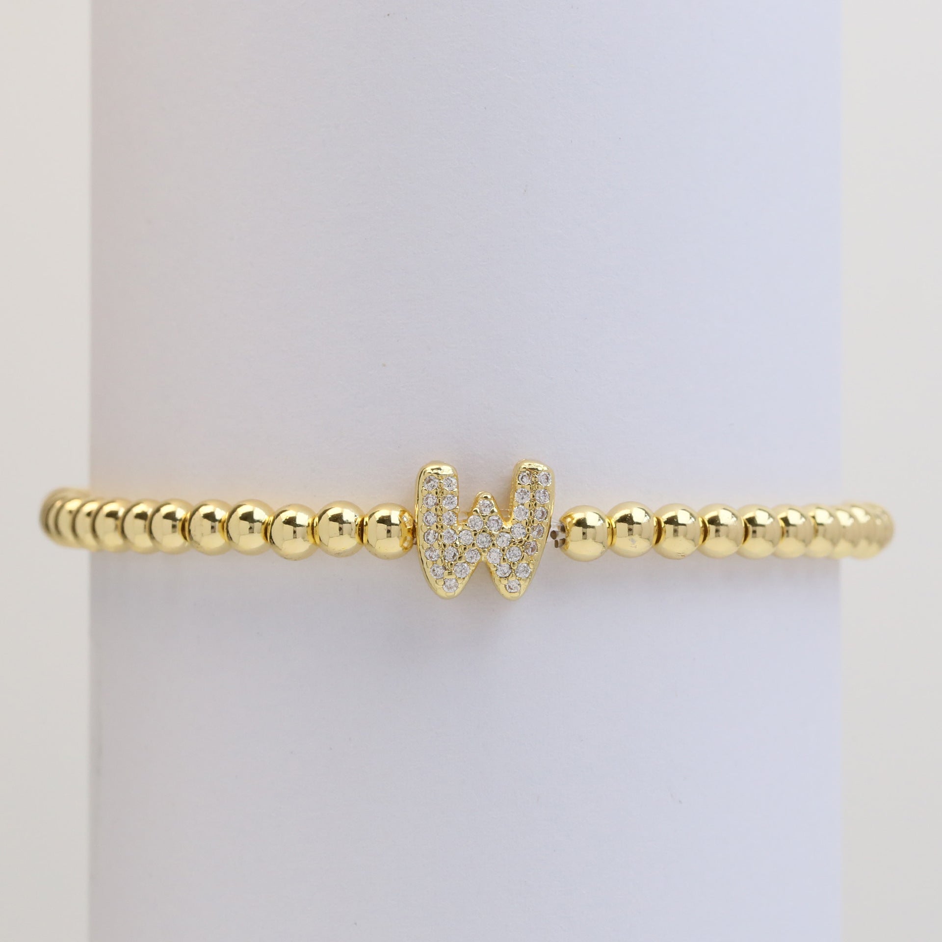 18K Plated Copper Beads Bubble Initial Letter Bracelet
