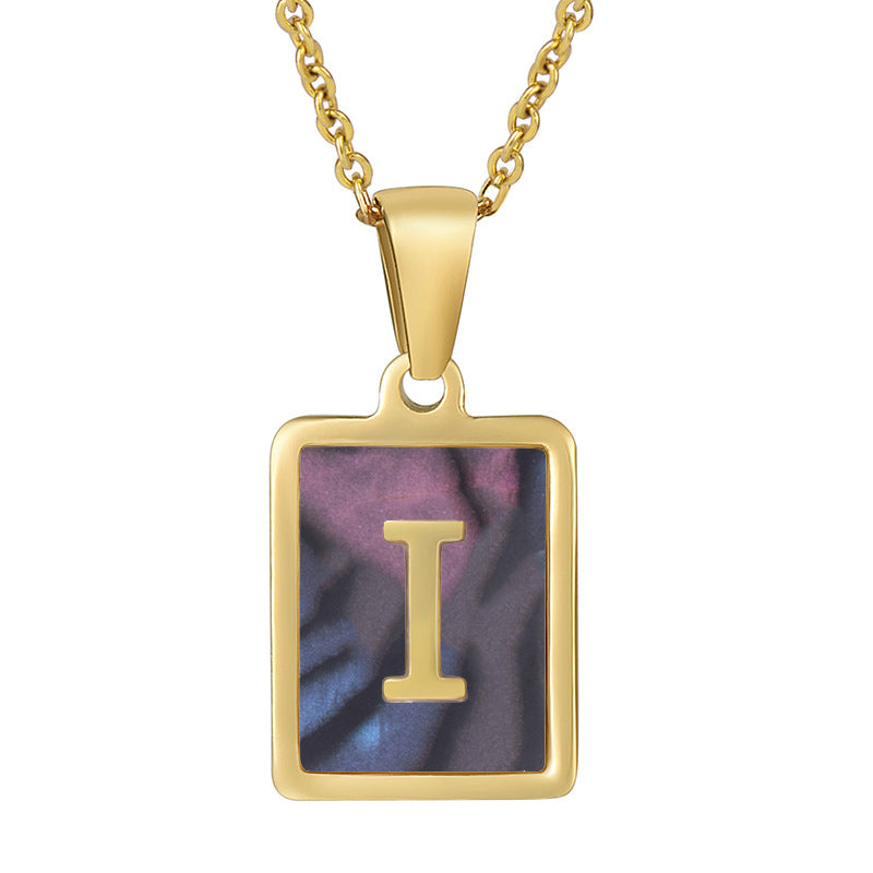18K Plated Shell Initial Letter Necklace