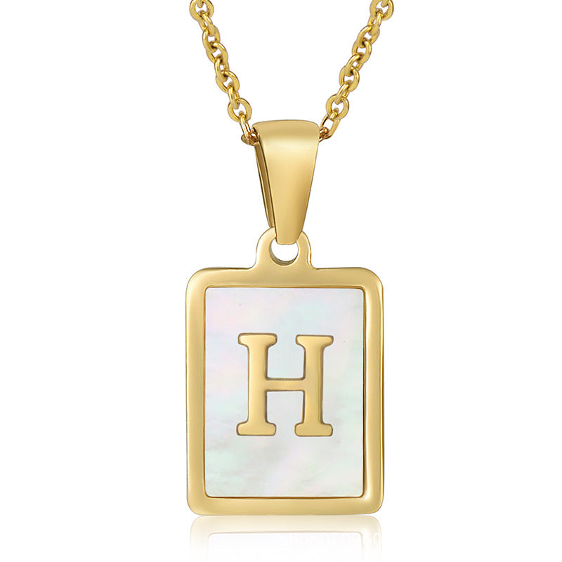 18K Plated Shell Initial Letter Necklace