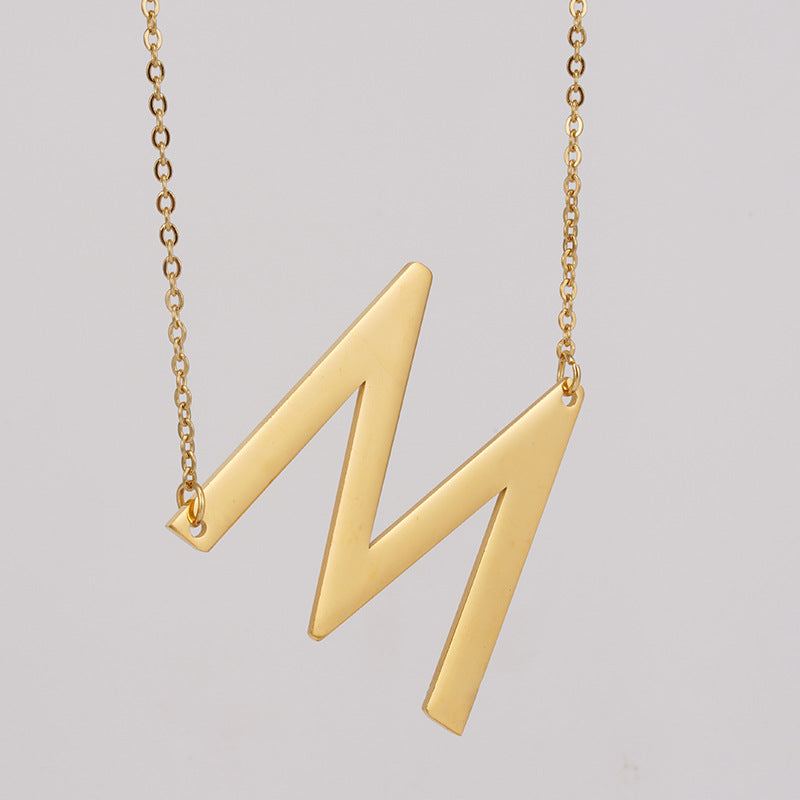 18K Plated Stainless Steel Big Initial Letter Necklace