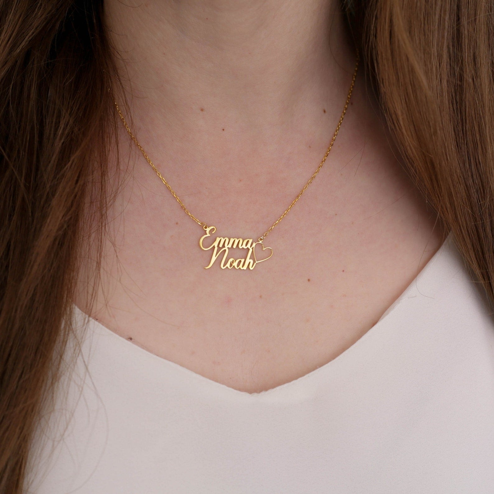 Name Necklace Double Layer Name Pendant