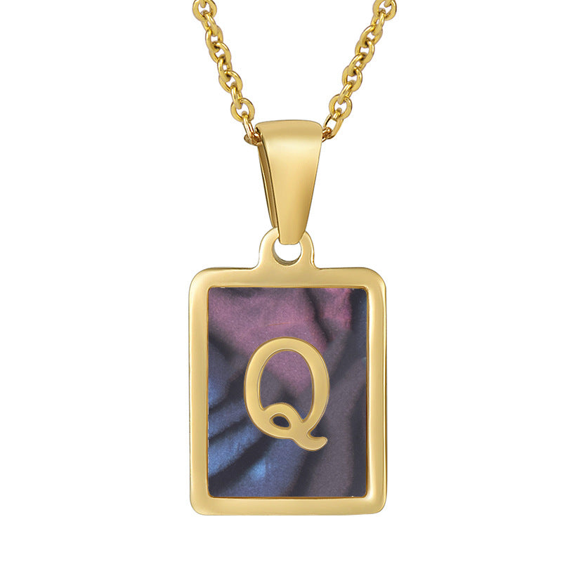 18K Plated Shell Initial Letter Necklace