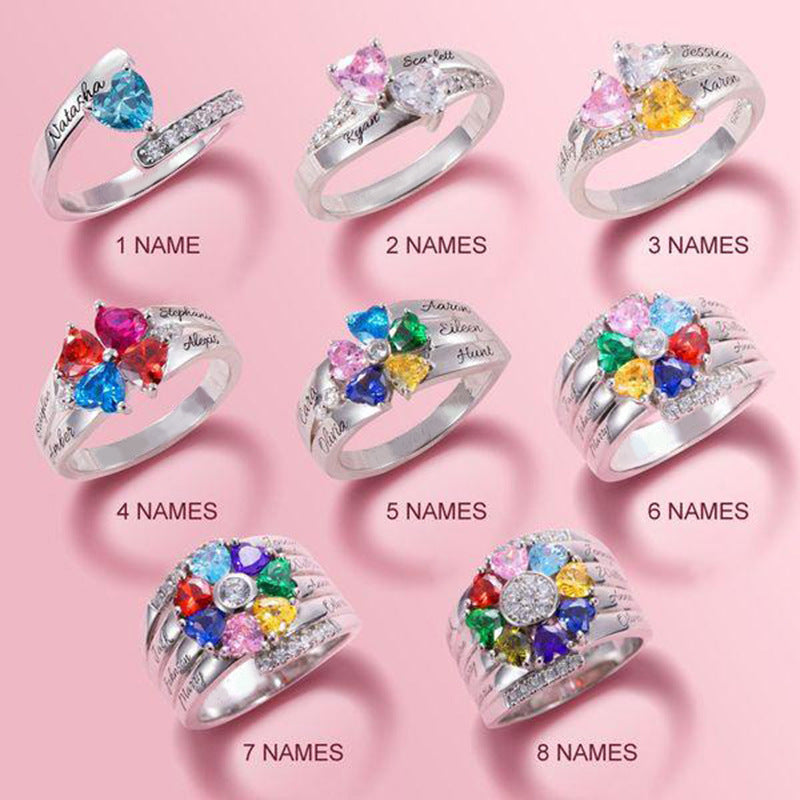 Personalized Name Crystal Rings
