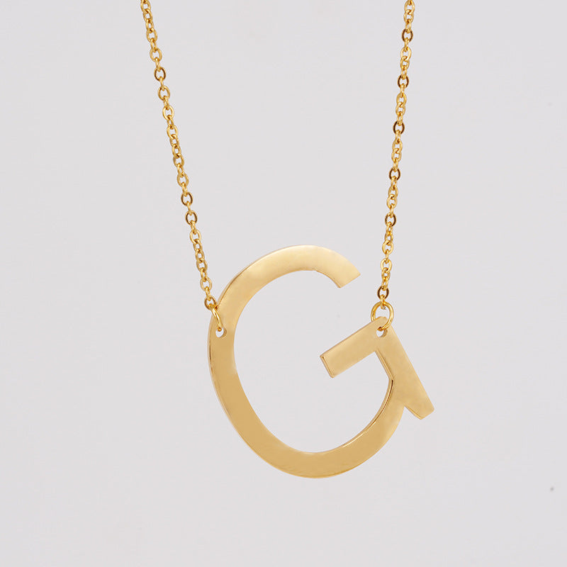 18K Plated Stainless Steel Big Initial Letter Necklace