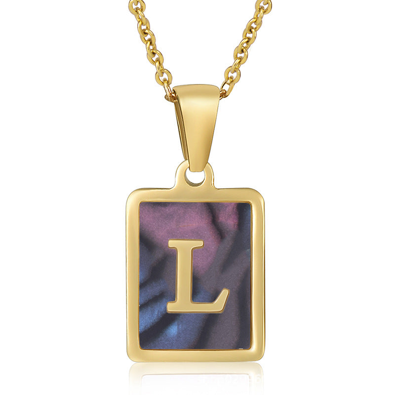 18K Plated Shell Initial Letter Necklace