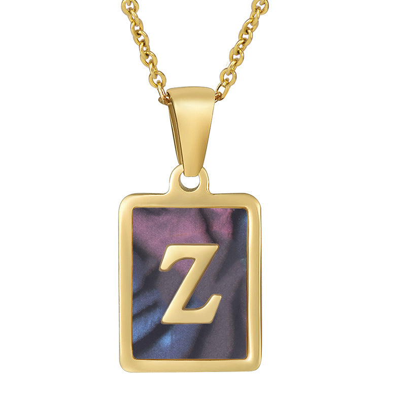 18K Plated Shell Initial Letter Necklace