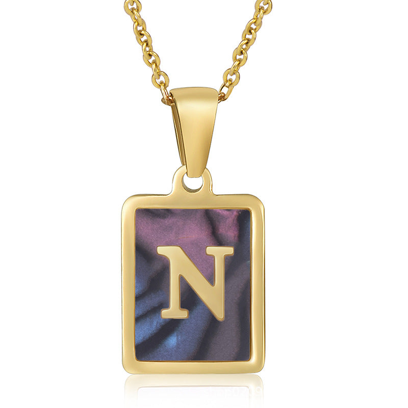 18K Plated Shell Initial Letter Necklace