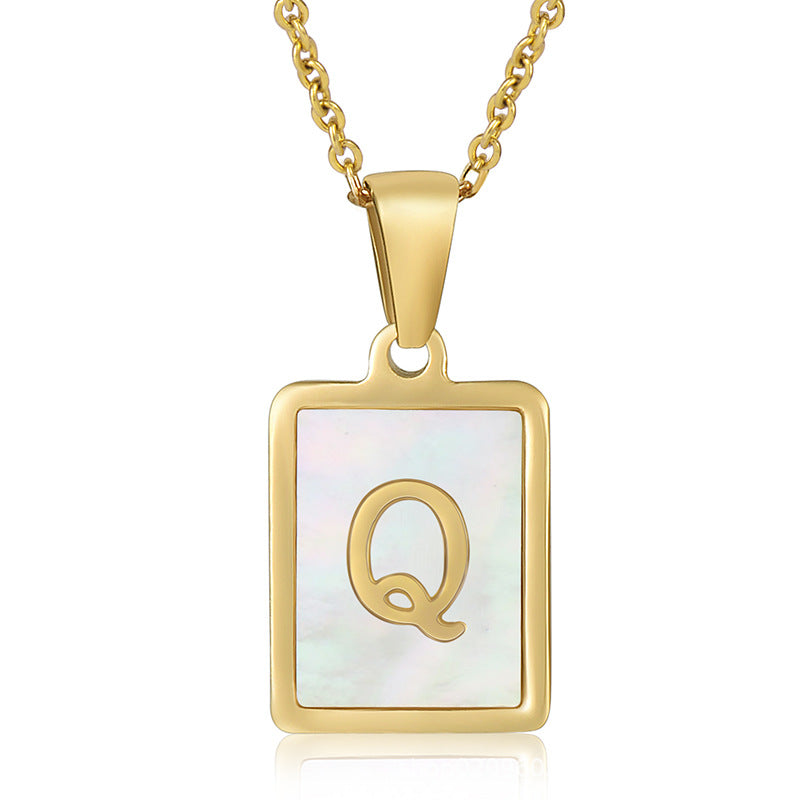 18K Plated Shell Initial Letter Necklace