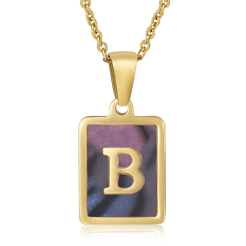 18K Plated Shell Initial Letter Necklace