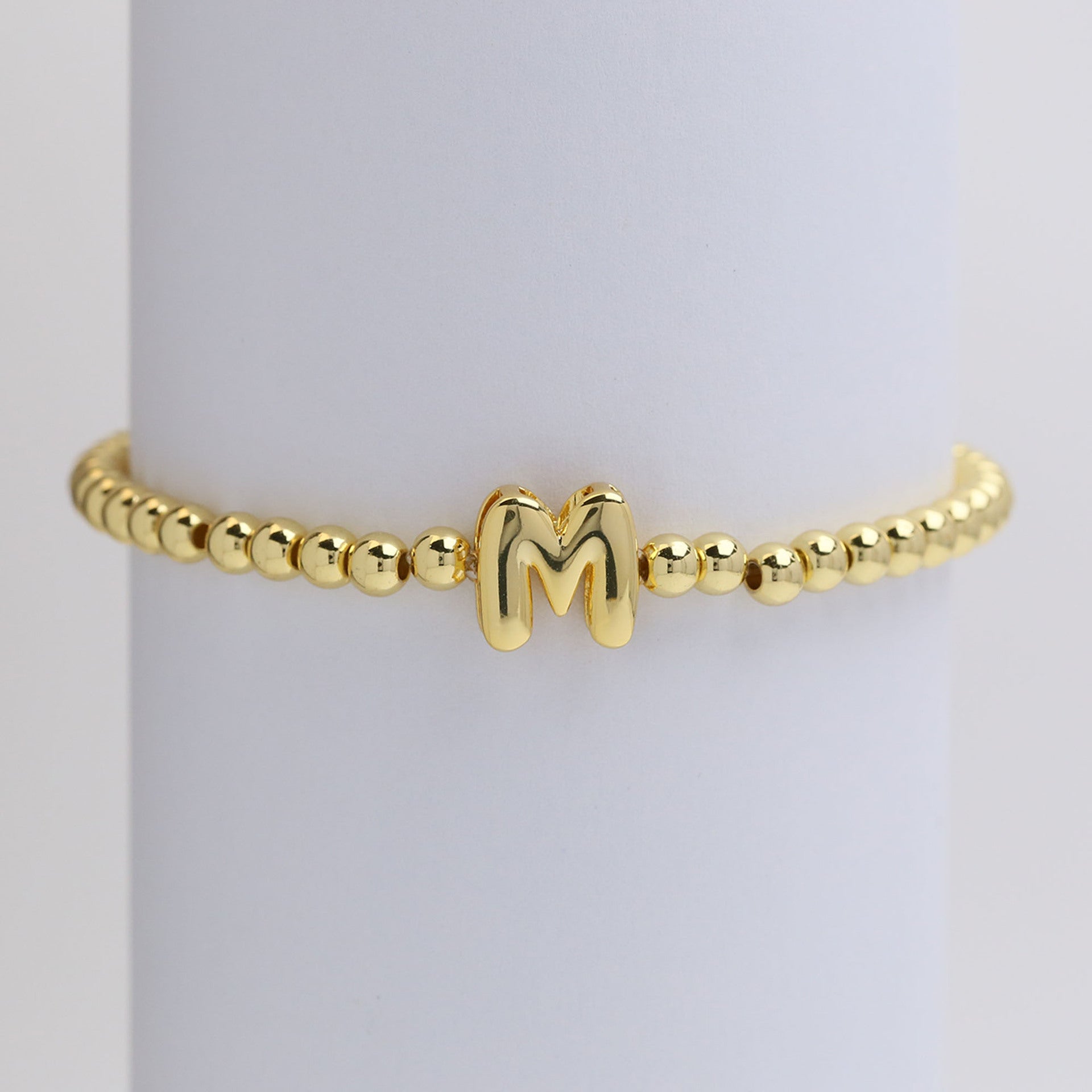 Custom 18K Plated Beads Letter Bracelet