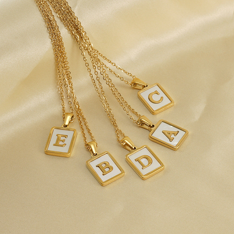 18K Plated Shell Initial Letter Necklace