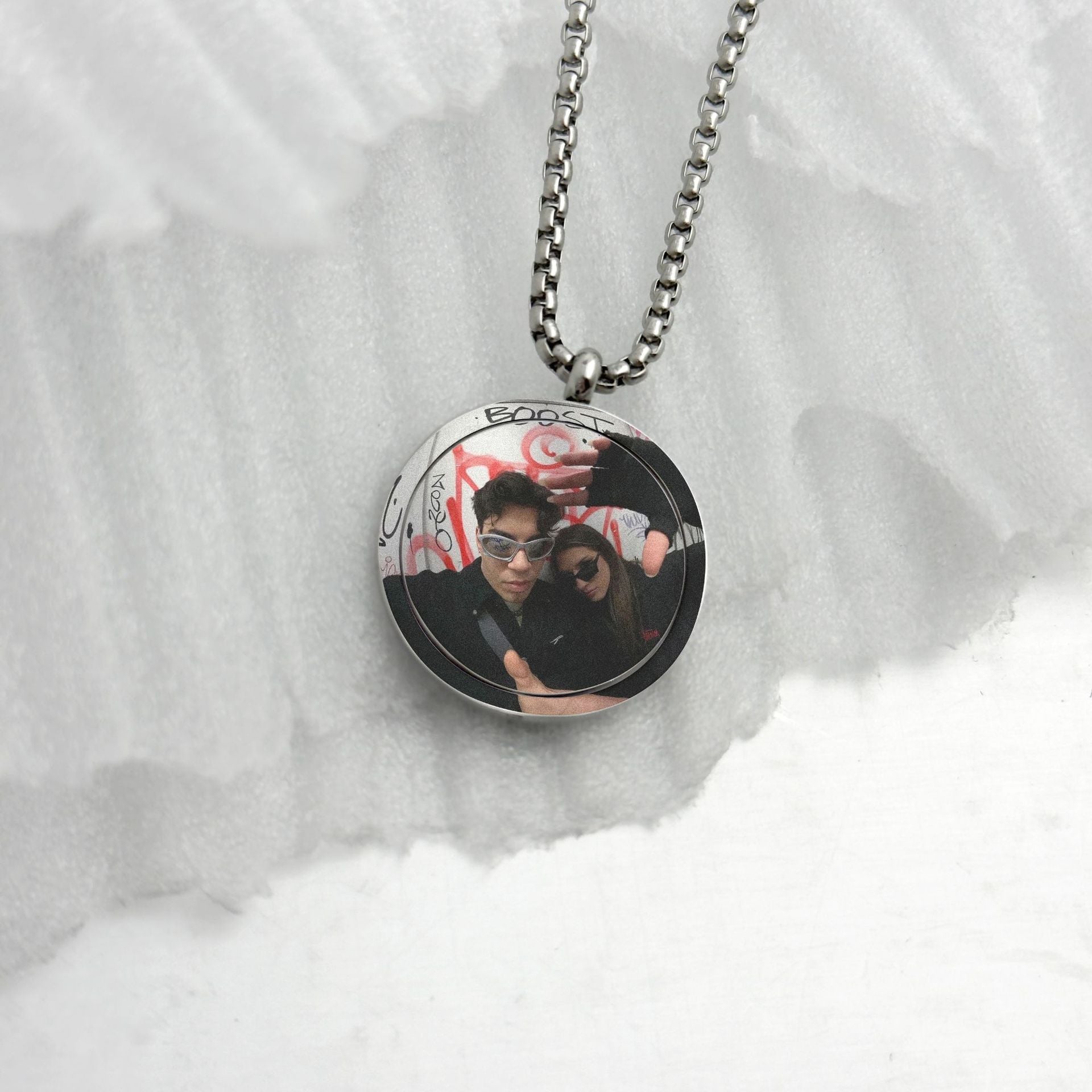 Personalized Name Custom Picture Round Pendant Necklace