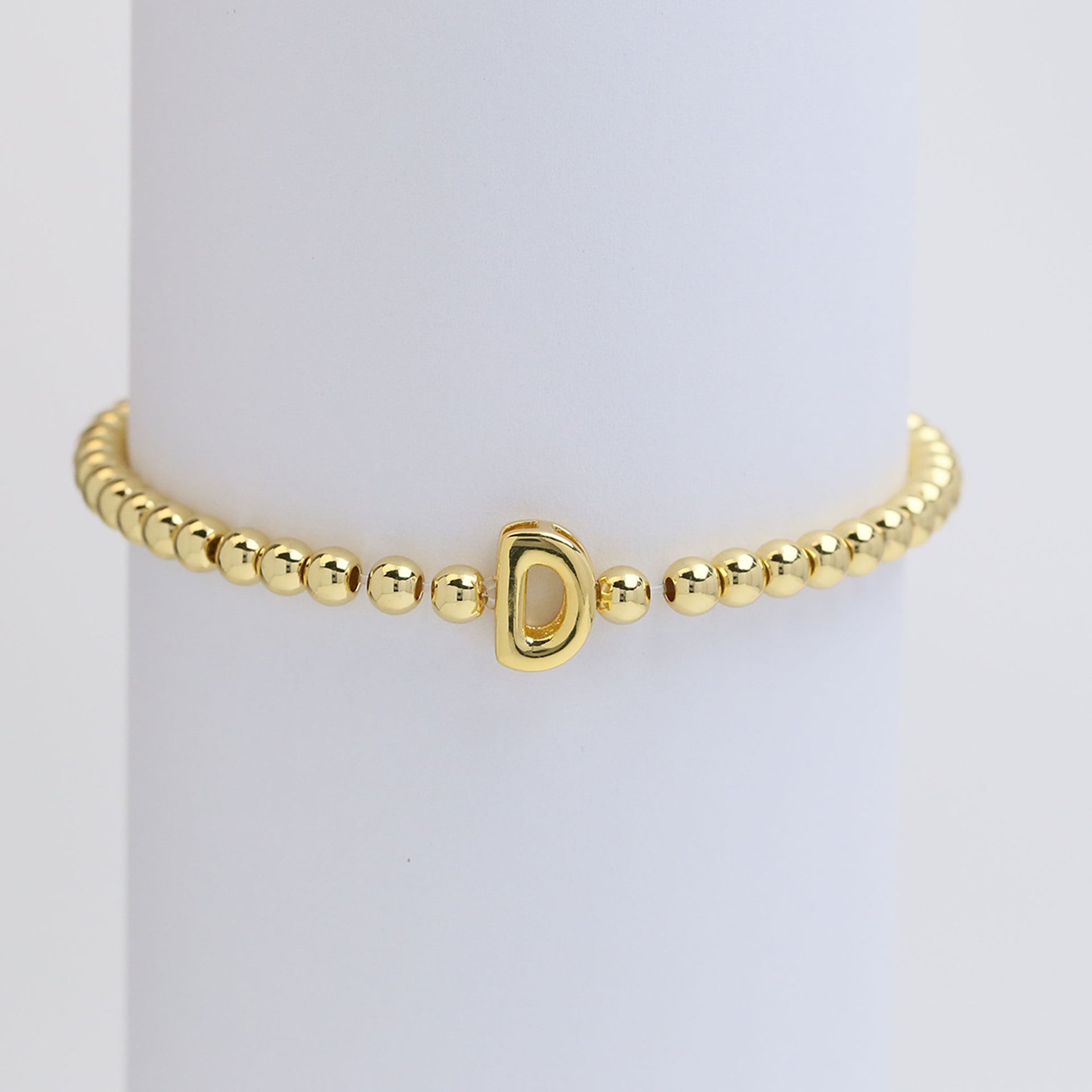 Custom 18K Plated Beads Letter Bracelet
