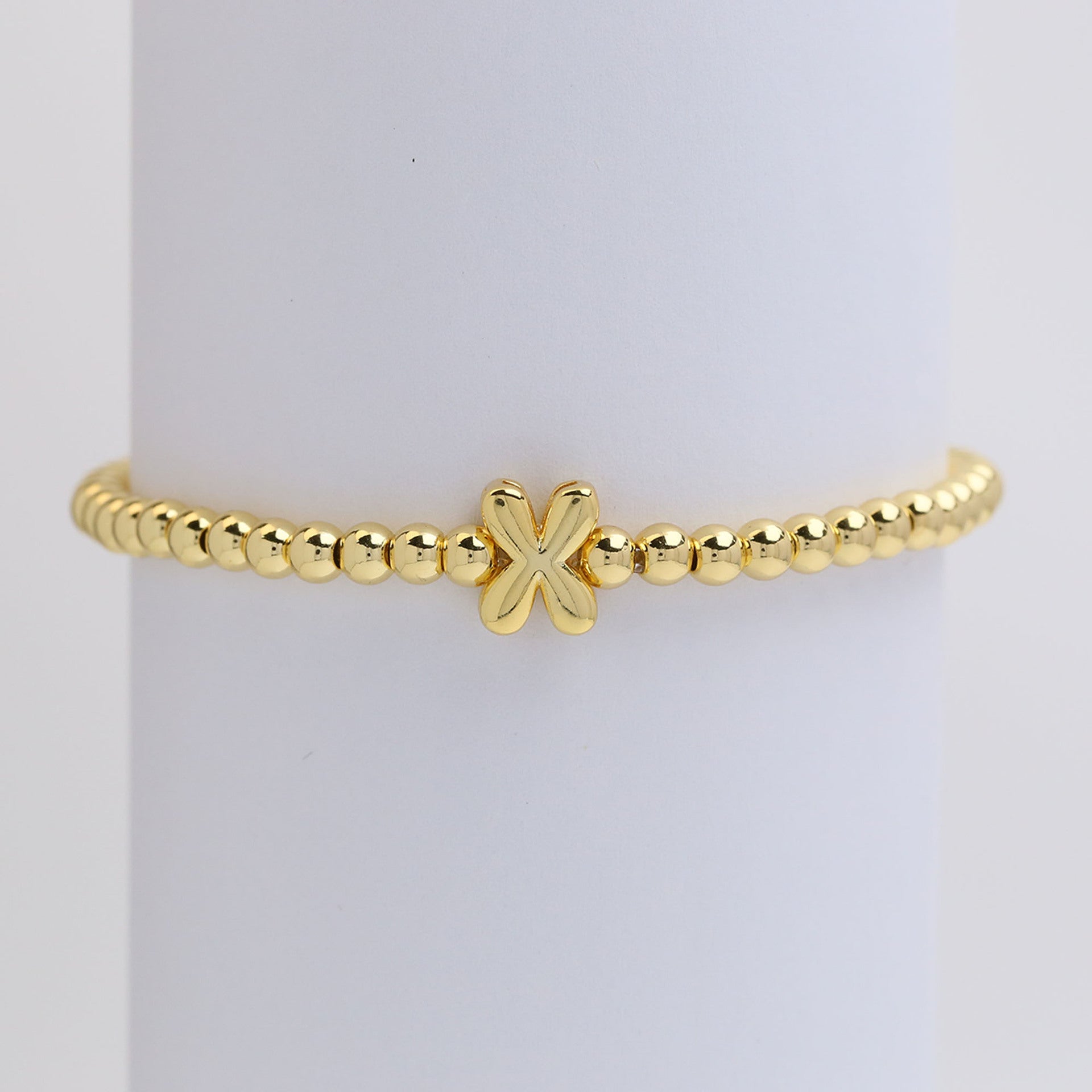 Custom 18K Plated Beads Letter Bracelet