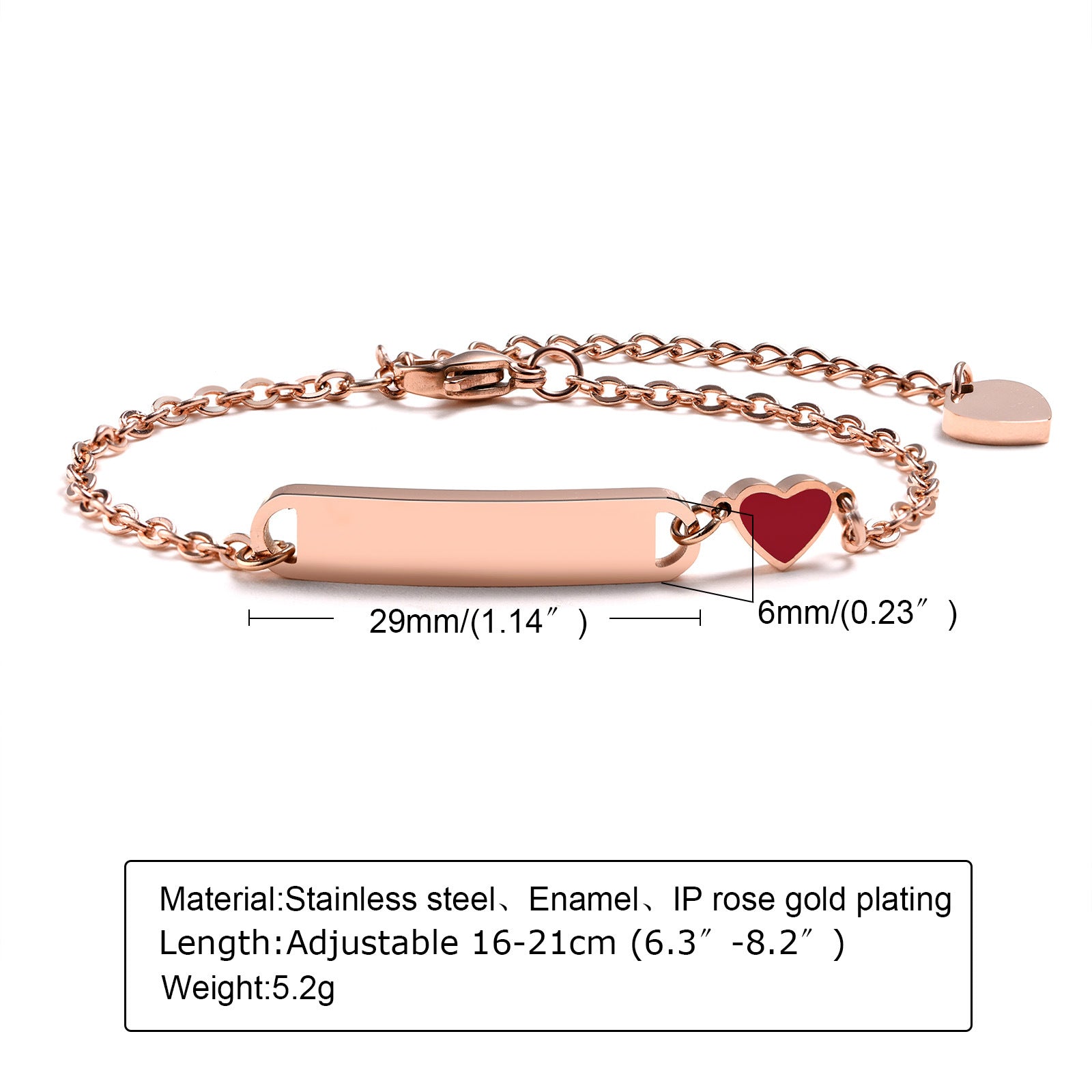 Custom Girls Kids Heart Bracelet