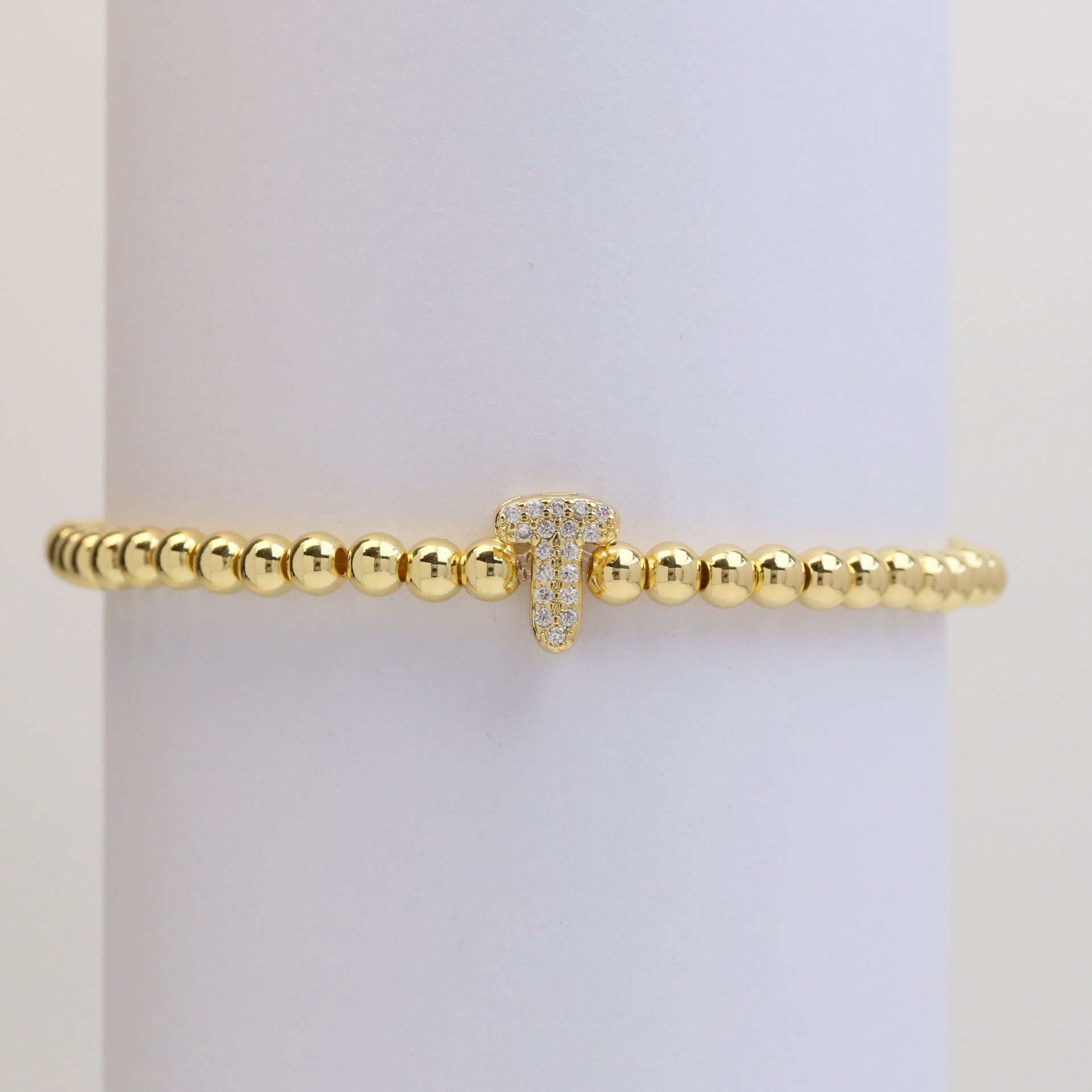 18K Plated Copper Beads Bubble Initial Letter Bracelet