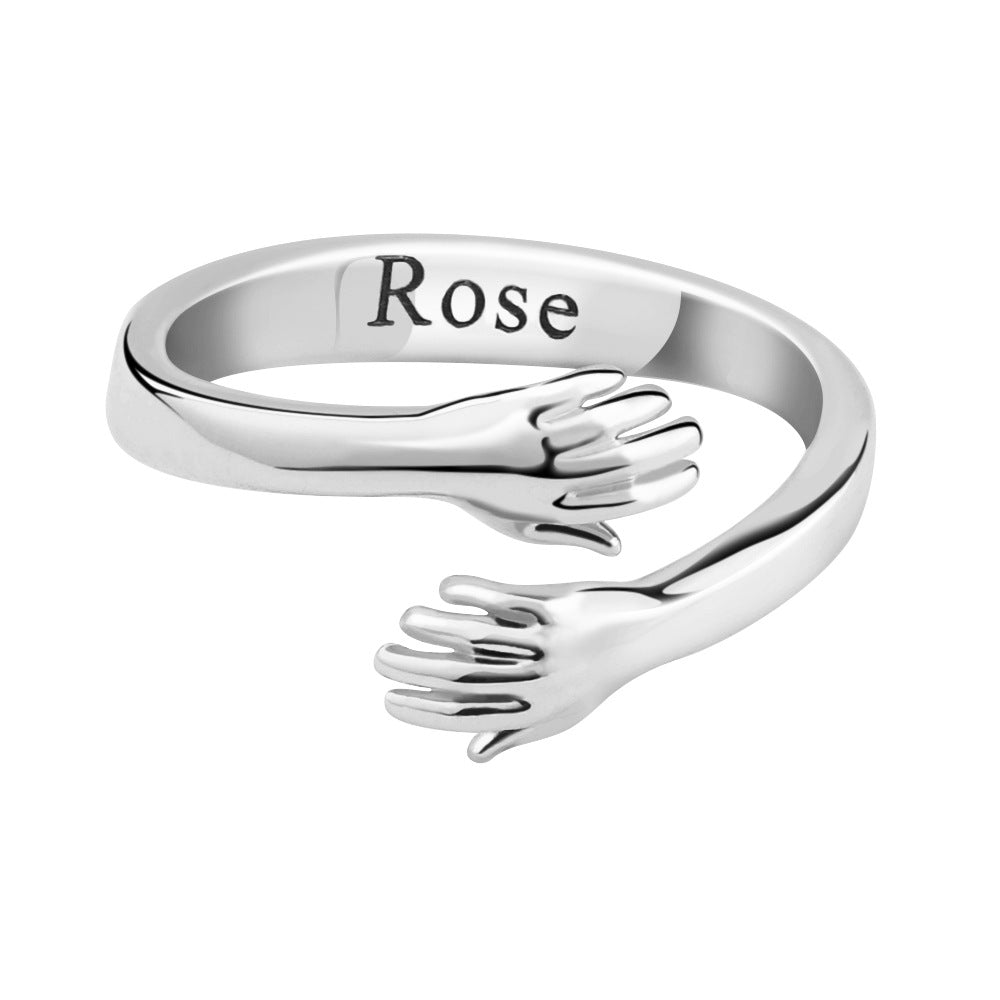 Adjustable Engraved Name Hug Rings